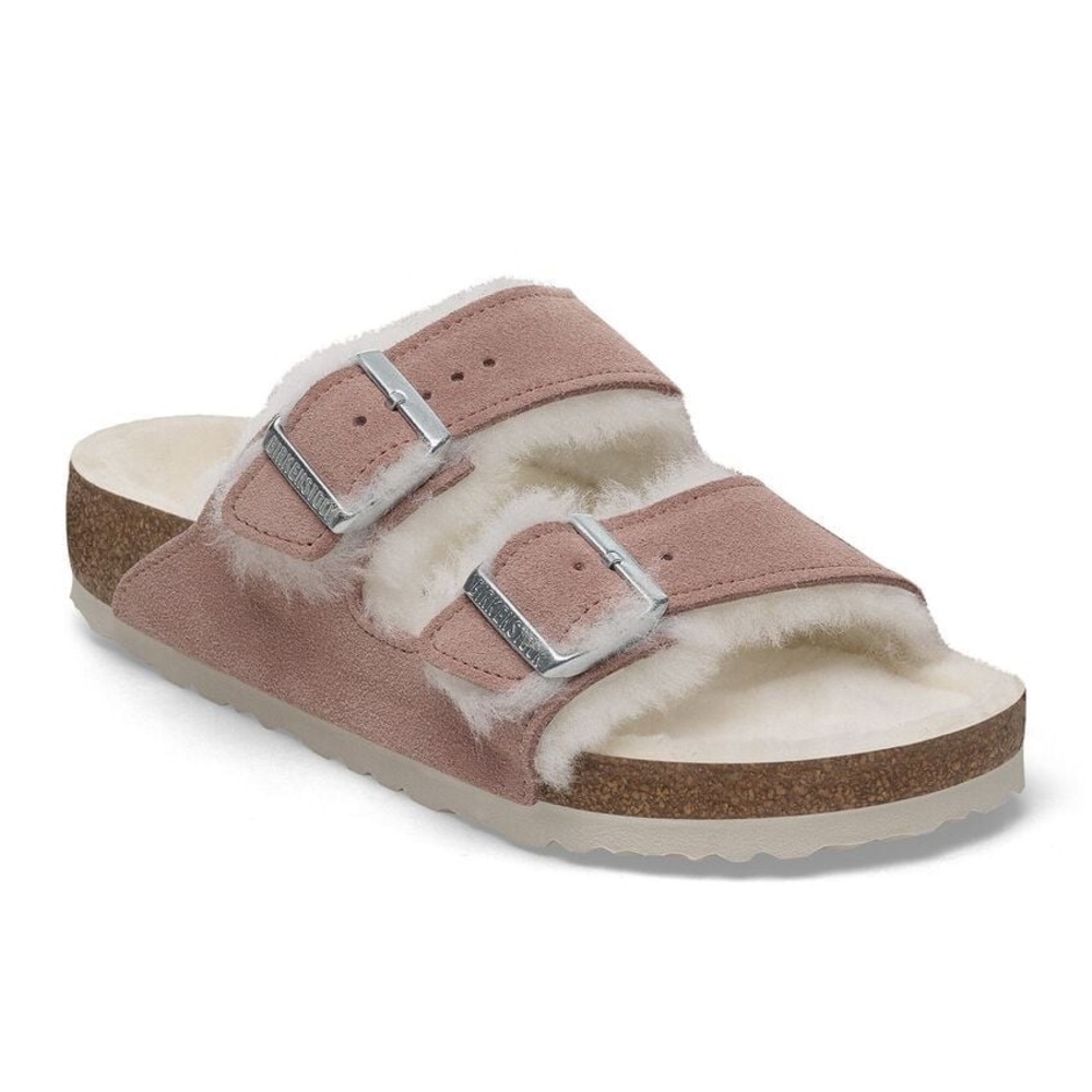 Birkenstock Arizona Shearling Suede Leather Pink Clay Double Strap Sandals 7US - Picture 5 of 17